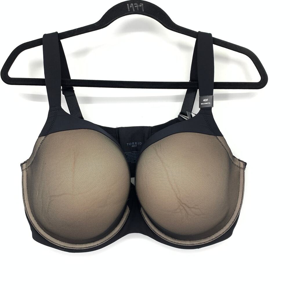 Torrid Ideal Balconette Bra Womens Size 40F Black Nude NEW